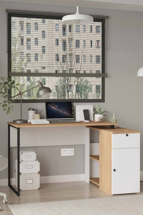 Hanah Home Nor1-Sw Escritorio de Estudio Natural y Blanco